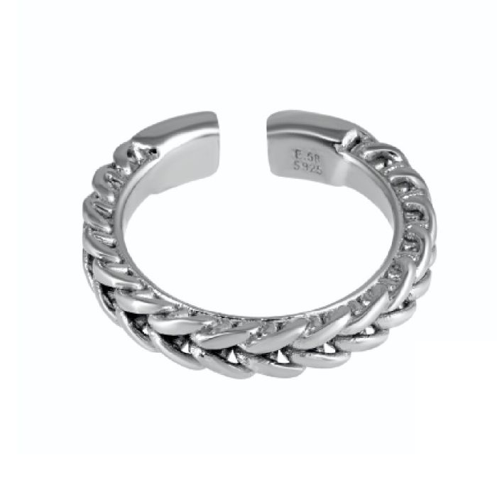 Men's silver ring in knitted type WD00580